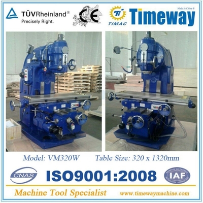 Machine de fraisage verticale à genou à table de 320 mm avec une plage d'angle de pivotement de la tête de broche de ± 30°