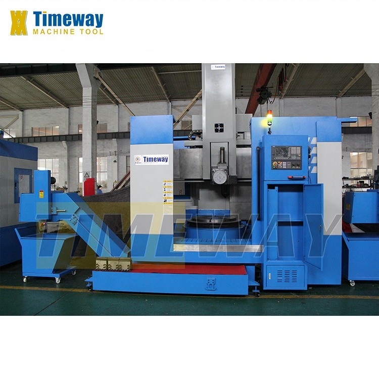 Capacité de chargement de 2000 kg Tour vertical CNC avec vitesse d'alimentation axis X/Z et grand trou de forage